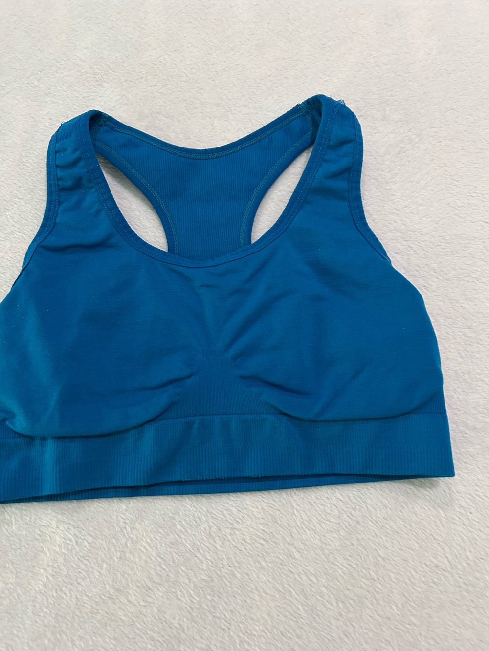 Genie Bra Blue Sz XL Seamless Wireless  Racerback Sports Bra Comfort Support